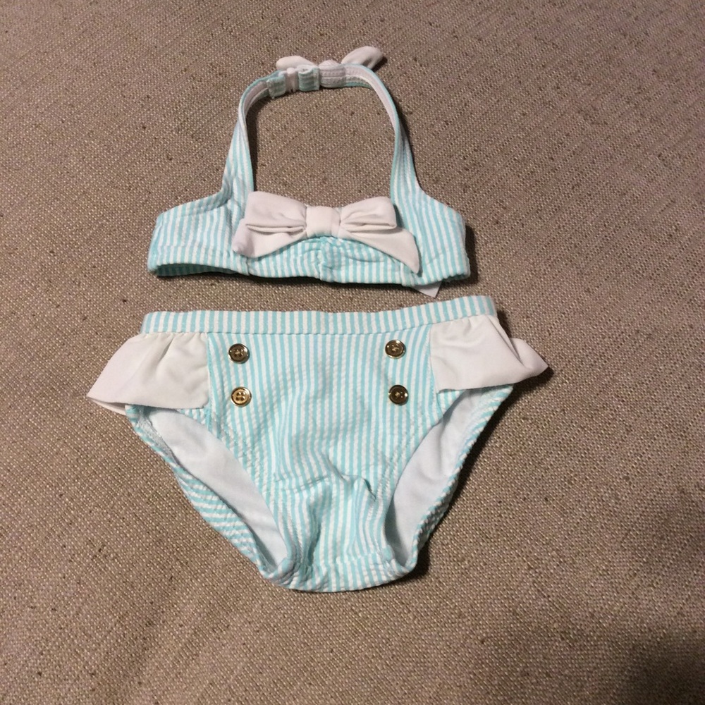 Janie and Jack Aqua Striped Bikini